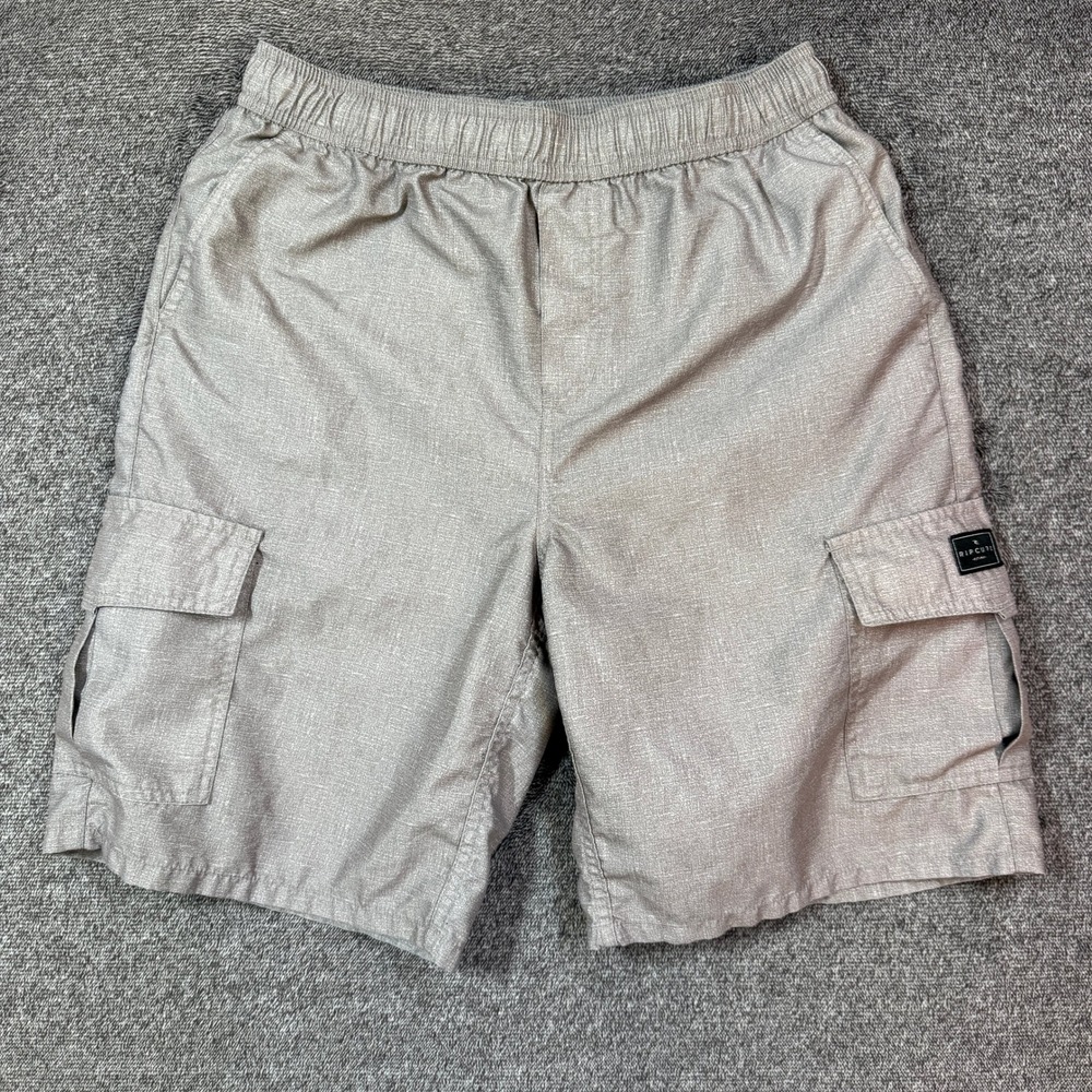 Rip Curl Boys Gray Hybrid Cargo Shorts Elastic Waist Size Large